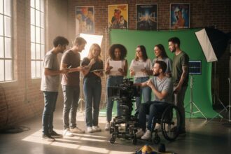 Étudiants discutant des critères pour choisir une école de cinéma