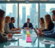 Equipe diverse en brainstorming dans un bureau moderne