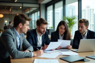 Groupe de jeunes professionnels dans un bureau moderne