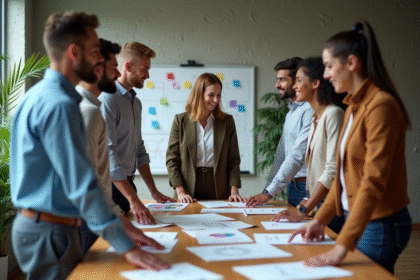 Groupe de professionnels divers en réunion de travail