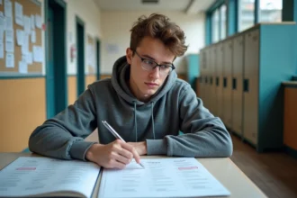 Étudiant universitaire en train de consulter un emploi du temps