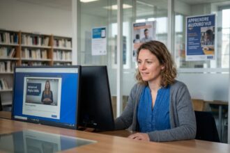Femme concentrée lors d'une formation à Dole