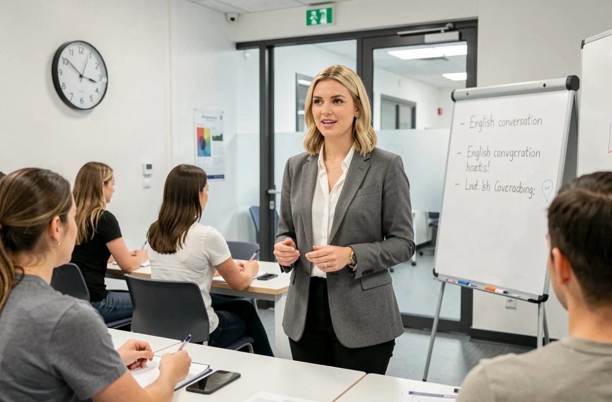 Participante s'exprimant en anglais lors d'une formation Fluency Formation dans les Yvelines