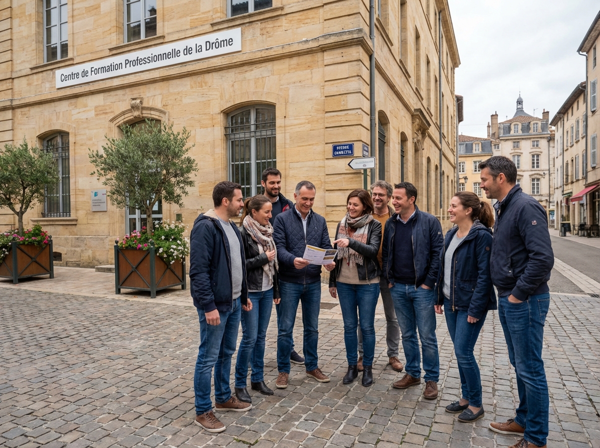 Groupe divers devant centre de formation à Roman sur Isère
