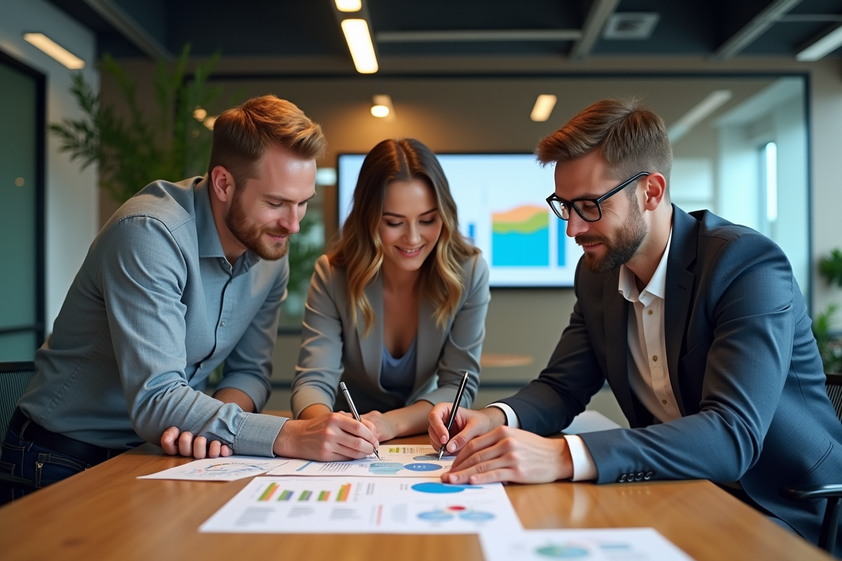 Jeune équipe discutant d