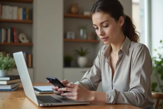 Jeune femme configure son email universitaire Strasbourg
