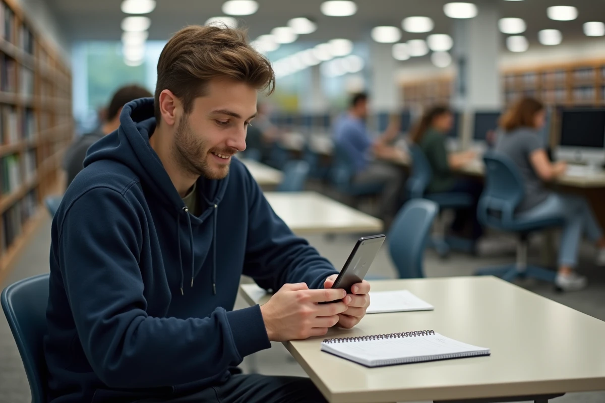 Jeune homme utilisant son smartphone pour récupérer un compte