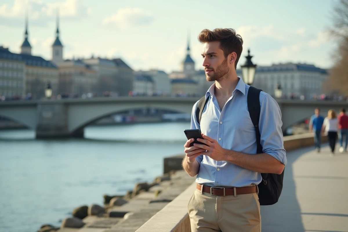 Jeune homme au bord de la Garonne à Bordeaux