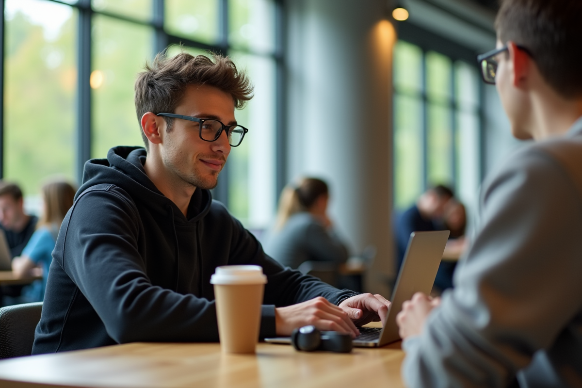 Jeune homme détendu travaillant dans un espace moderne