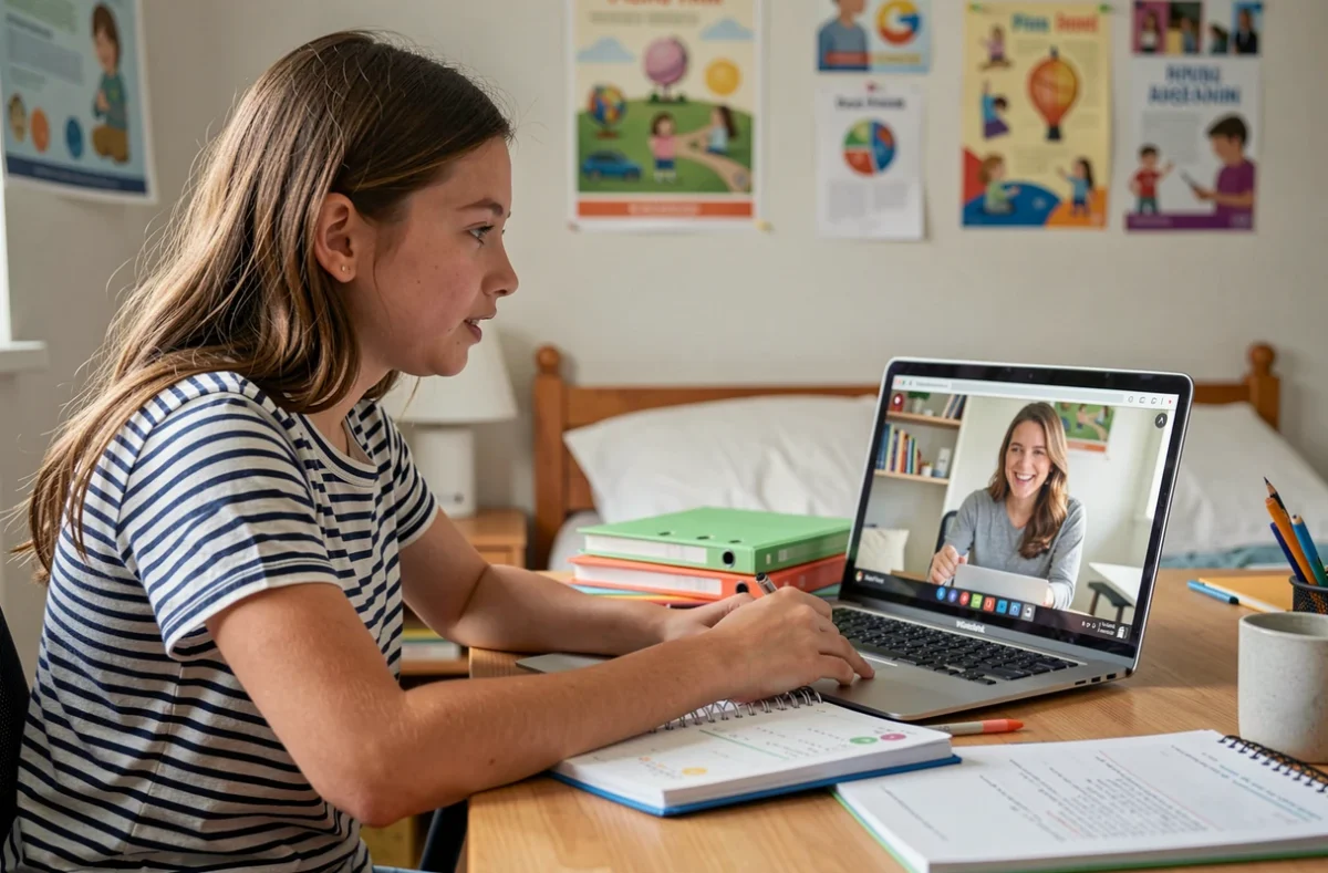 Élève suivant une séance de soutien scolaire en ligne avec Numéro 1 Scolarité