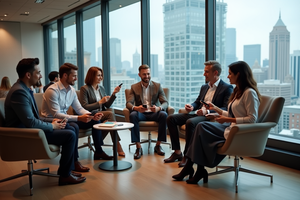 Groupe de professionnels en réseautage en ville