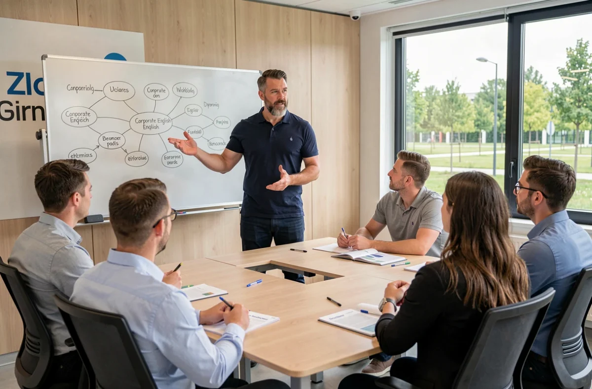Formateur animant un atelier d'anglais professionnel pour adultes chez World Classe Formations dans les Yvelines